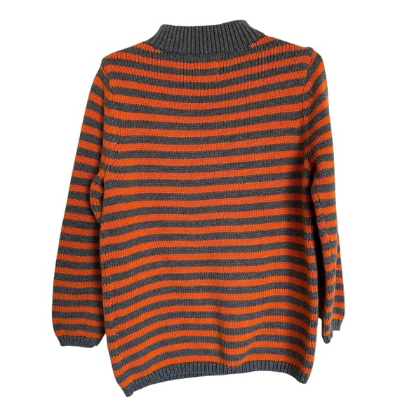 Mini Boden Kid's Cotton Knit Striped Orange and Gray Sweater Size 5-6Y - Picture 3 of 7